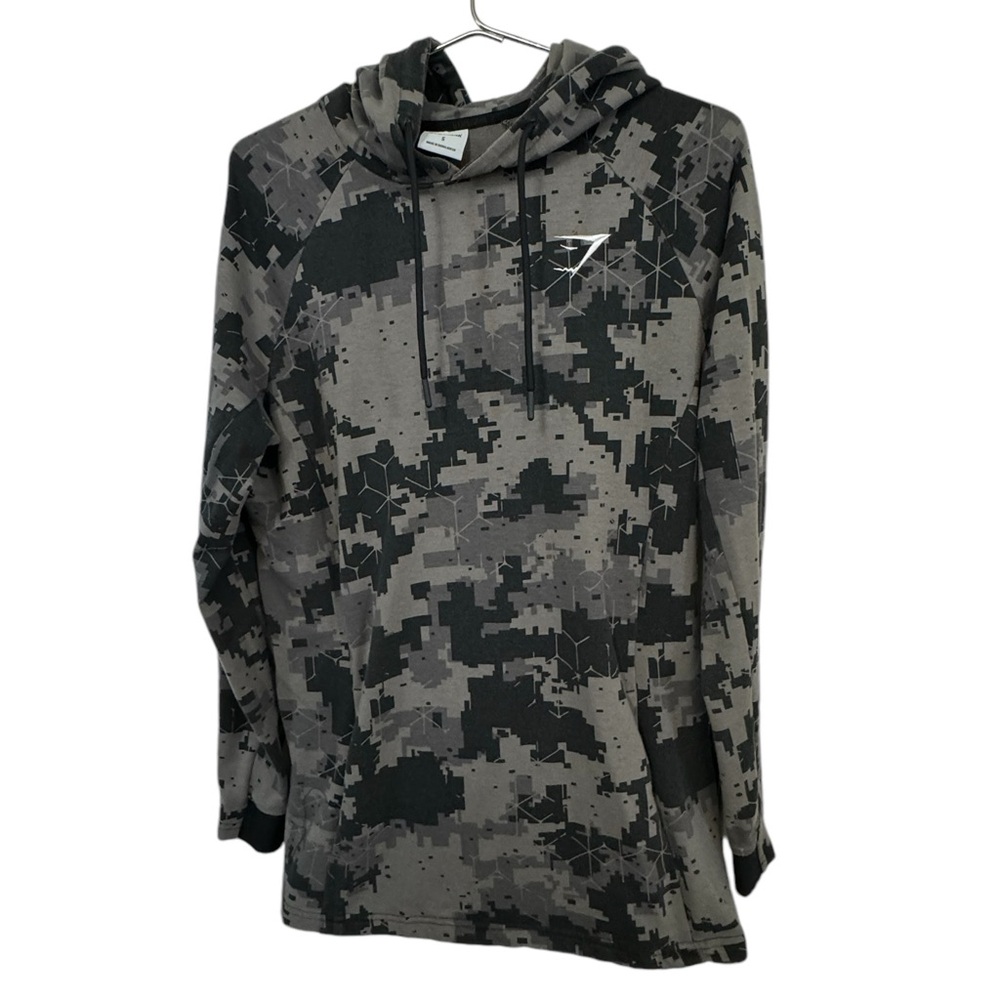 Gymshark Digital Camo High End Gym Work Out Hoodie Black & Gray Women’s S